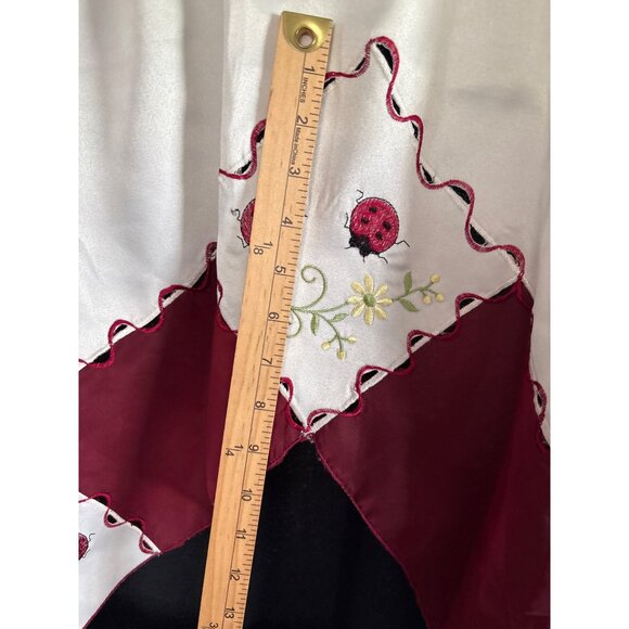 Ladybug Embroidered Cream Curtain Set with 56" Valance & 28" Tier Panels - Picture 4 of 9